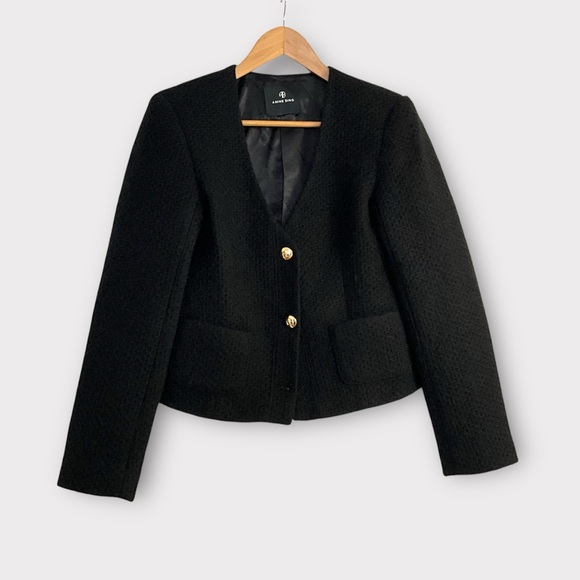Anine Bing Anitta Jacket Black Tweed Jacket with Gold Buttons - Picture 12 of 16